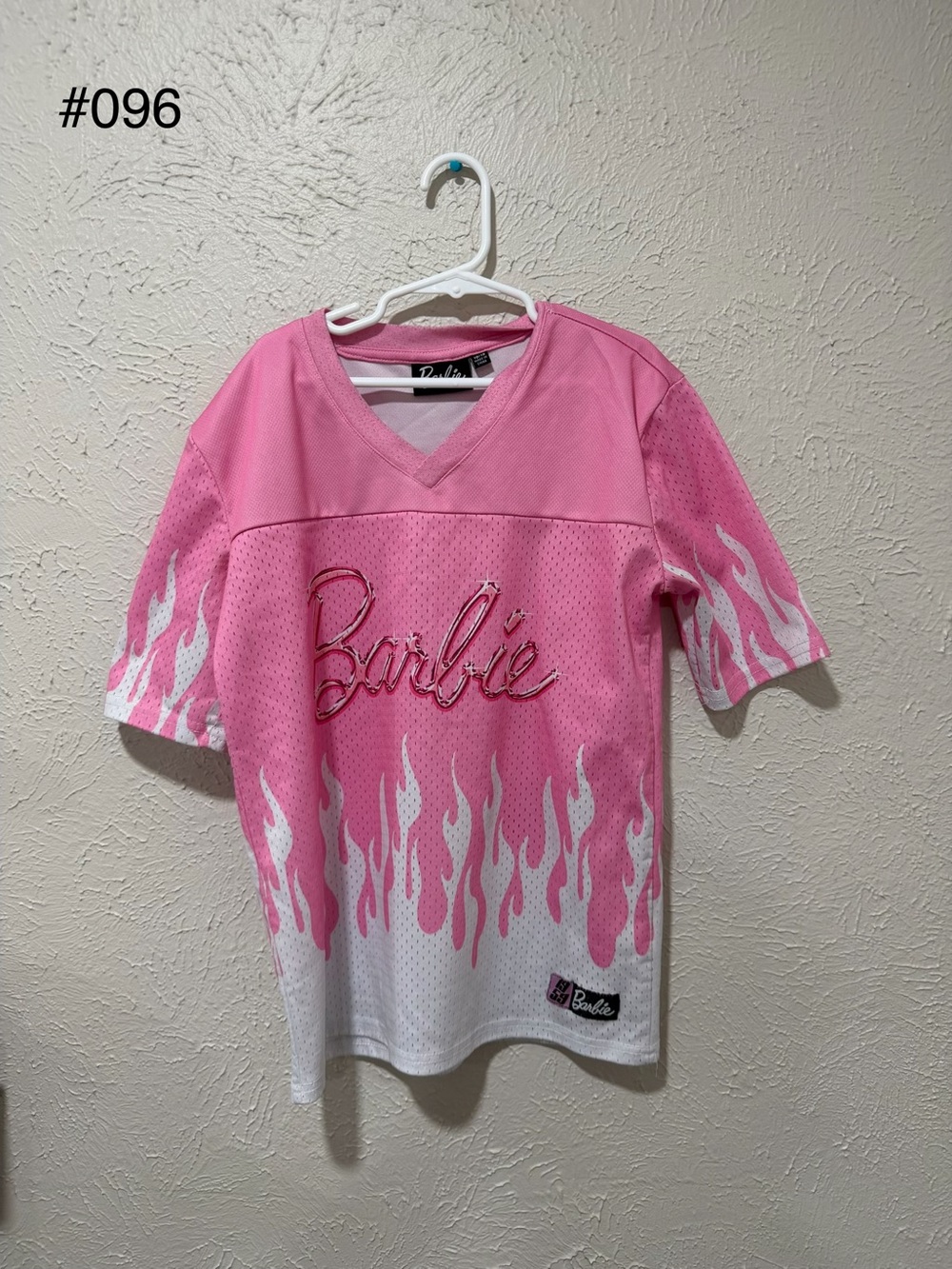 Barbie Pink and White Flame Mesh Jersey
